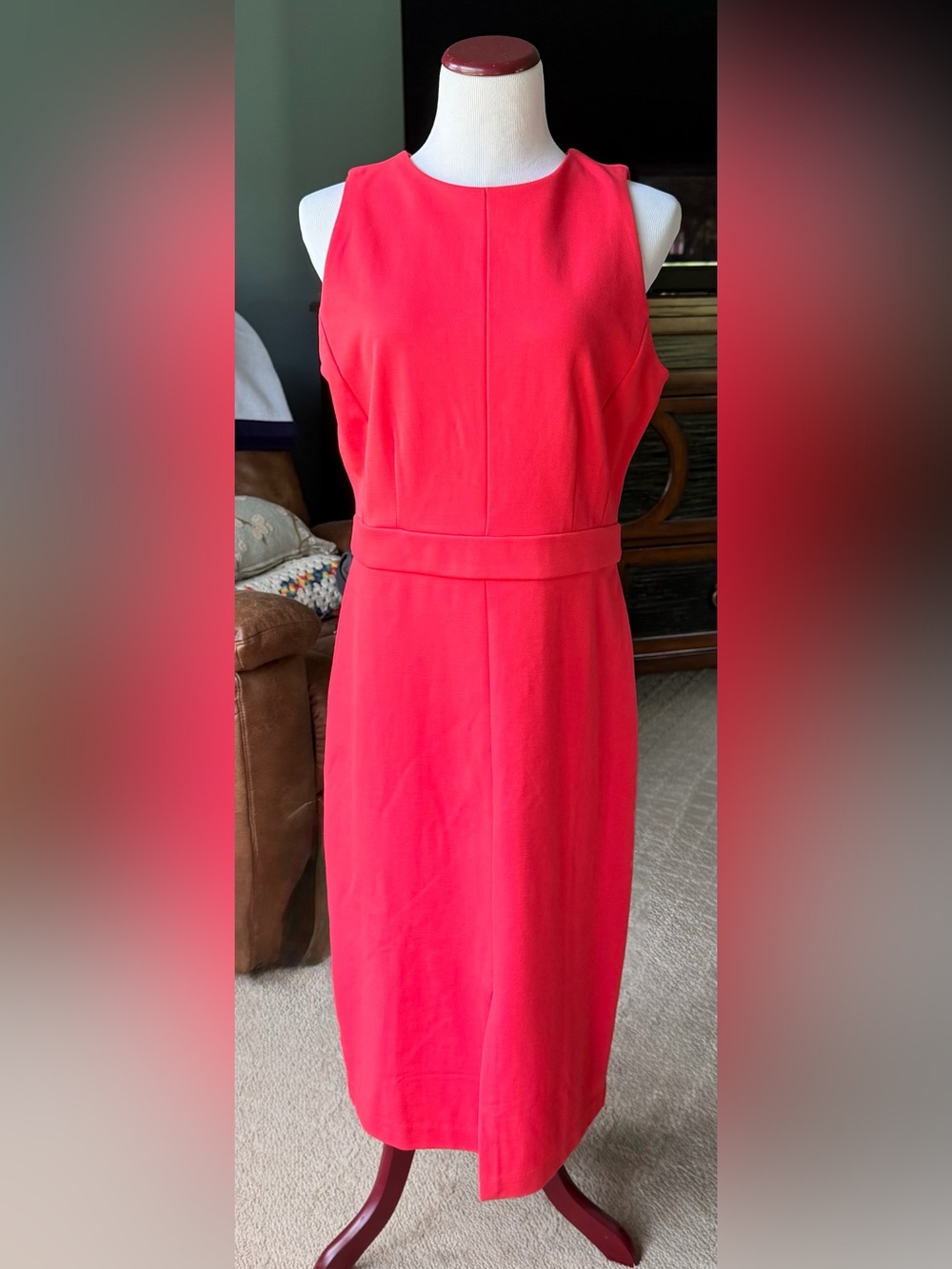 Great for fall! Sleeveless Coral Pink Sheath Dress